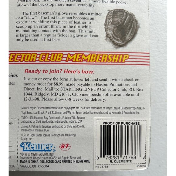 Starting Lineup 1998 Roberto Clemente Collectors Figure Pittsburgh Pirates - Picture 4 of 4